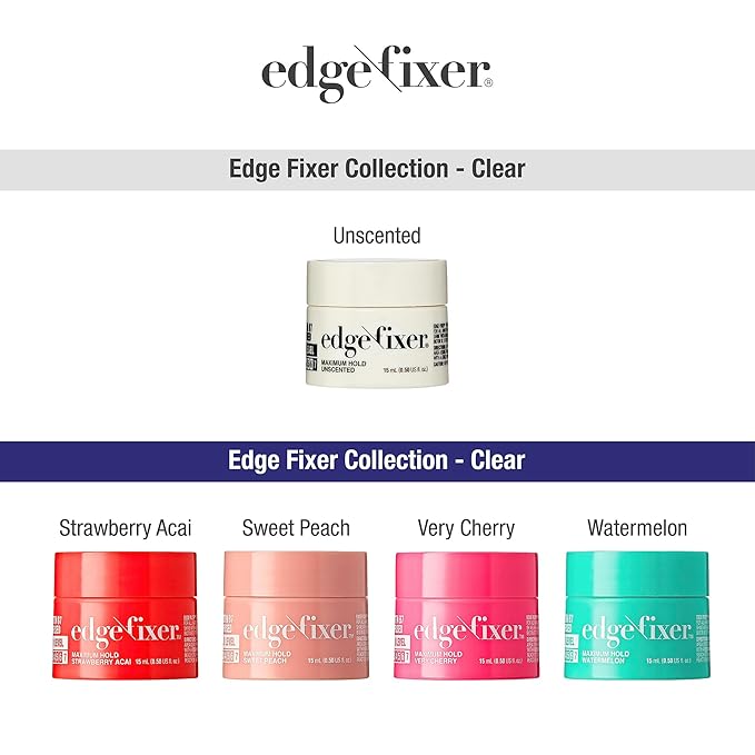 Red by Kiss Edge Fixer 24 Hour Maximum Hold Edge Wax No Flaking Biotin B7 Infused Hair Gel 3.38 fl.oz (Mini Size (5 PCS, All Clear))