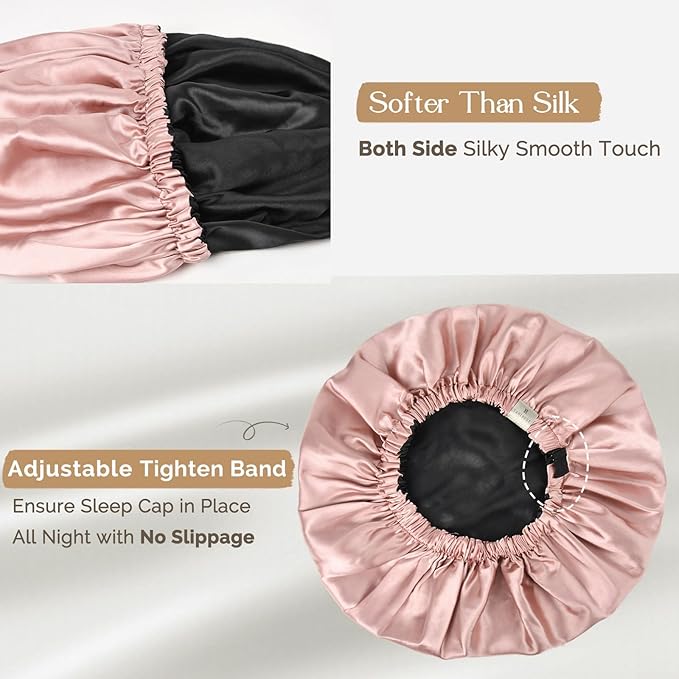 YANIBEST Silk Bonnet Satin Bonnet for Sleeping Women Men, Adjustable Double Layer Hair Bonnet for Curly Braids Reduce Frizz
