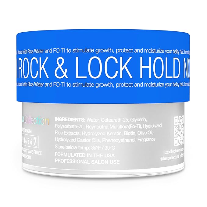 Edge Lux Edge Control Gel with Castor Oil, Keratin, Biotin, and Olive Oil - 48 Hour Maximum Hold, Non-Flaking, Non-Greasy, Scented, Conditioning Styling Gel for All Hair Types