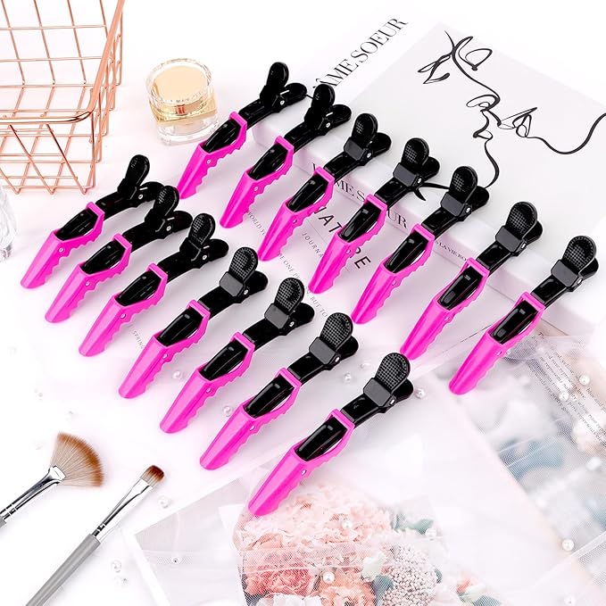 Ondder 24 Pcs Hair Clips, Large Alligator, Black Pink, for Styling Sectioning, Pro Salon, Hair Styling Accessories for Women
