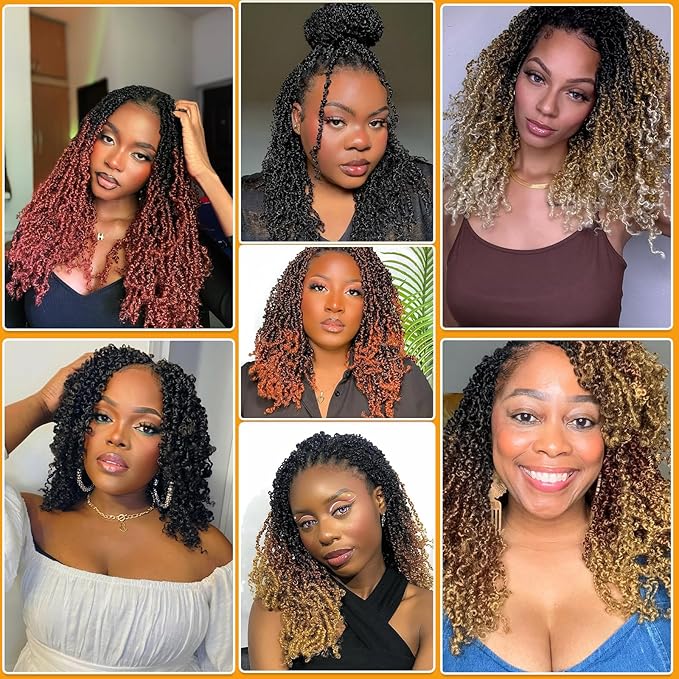 12 Inch Pre-Looped Yanky Twist Crochet Hair, 30 Strands/Pc, Mini Passion Twists, Senegalese Braiding Hair (OT613, 8 Pcs/Pack)