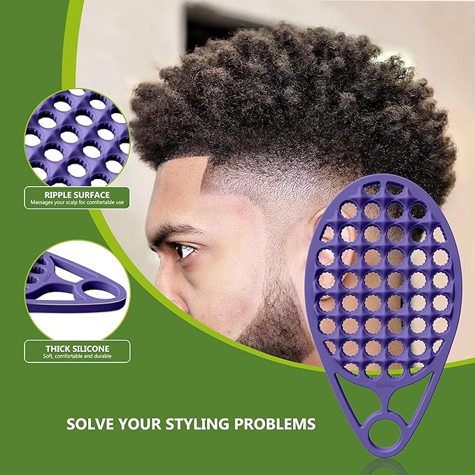 KOUPA Magic Silicone Curly Hair Brush, One Piece Twist Curl Comb for Afro Curls, Washable Hair Tool for Men Women, Purple, 1 Piece