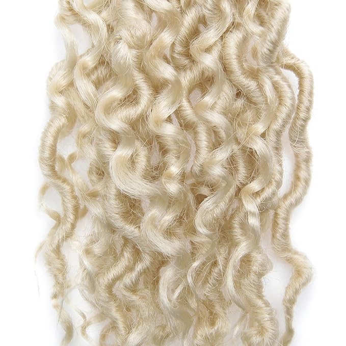 Goddess Locs Crochet Hair 10Inch 8Packs Pre-looped Short River Locs Curly Faux locs Crochet Hair Hippie Locs Bohemian Locs Crochet Braids (613, 10inch(Pack of 8))