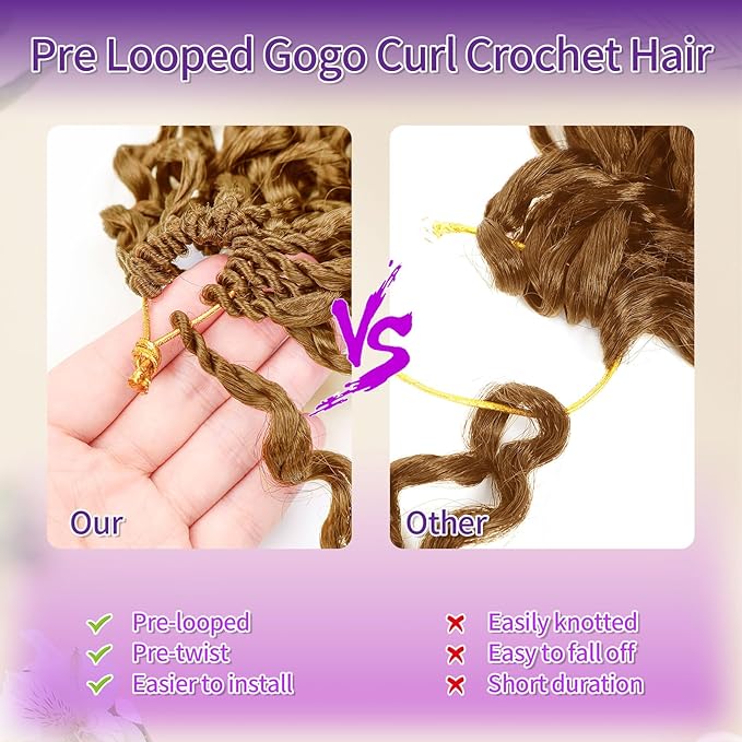 Gogo Curl Crochet Hair Protein Fiber Close to Human Hair 12 Inch 7 Packs Pre looped Water Wave Crochet Hair Deep Twist Synthetic Braiding Hair for Women (27#, 12Inch)