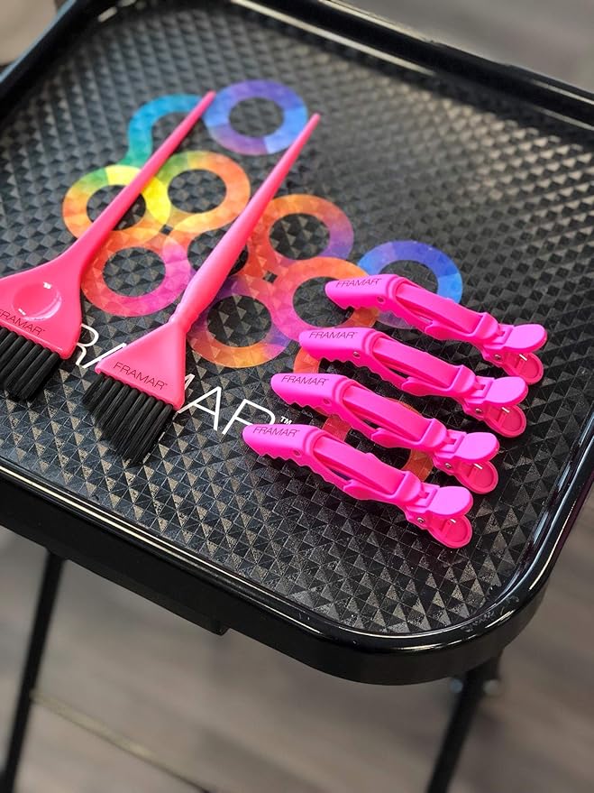 Framar Gator Grips Pink Styling Hair Clips - Professional Pink Hair Clips with Hair Styling and Sectioning, Rubberized - Wide Teeth & Durable for Hair Salon – 4 Pack