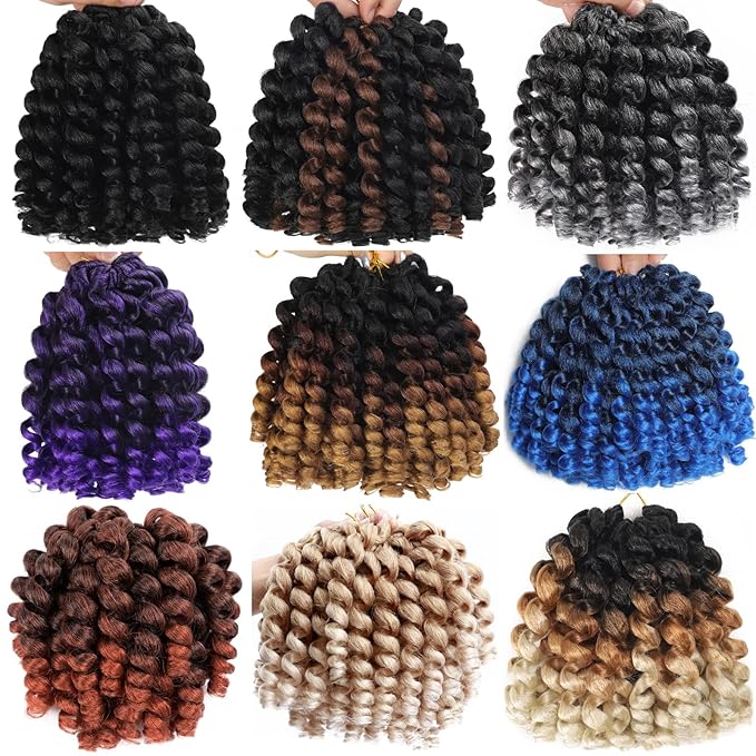 Blonde Short Jamaican Bounce Crochet Hair Light Brown 5 Packs 2X Ringlet Wand Curl Crochet Hair 8 Inch Curly Crochet Hair Extensions 27# Curly Crochet Braiding Hair 100 Roots