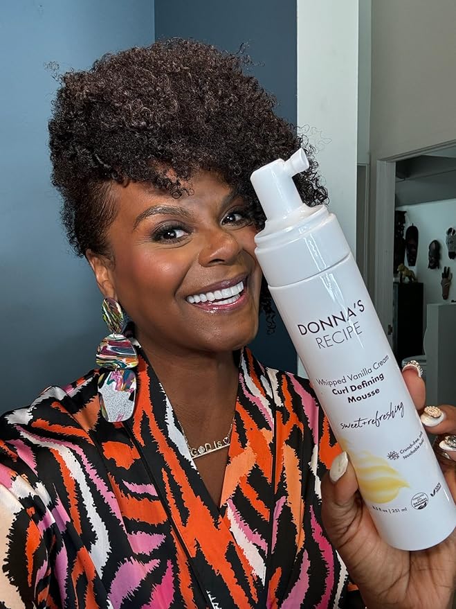 Donna's Recipe by Tabitha Brown | Curl Defining Mousse Whipped Vanilla Cream – Lightweight, Soft Hold, Frizz-Free Gloss – 8.5 fl oz