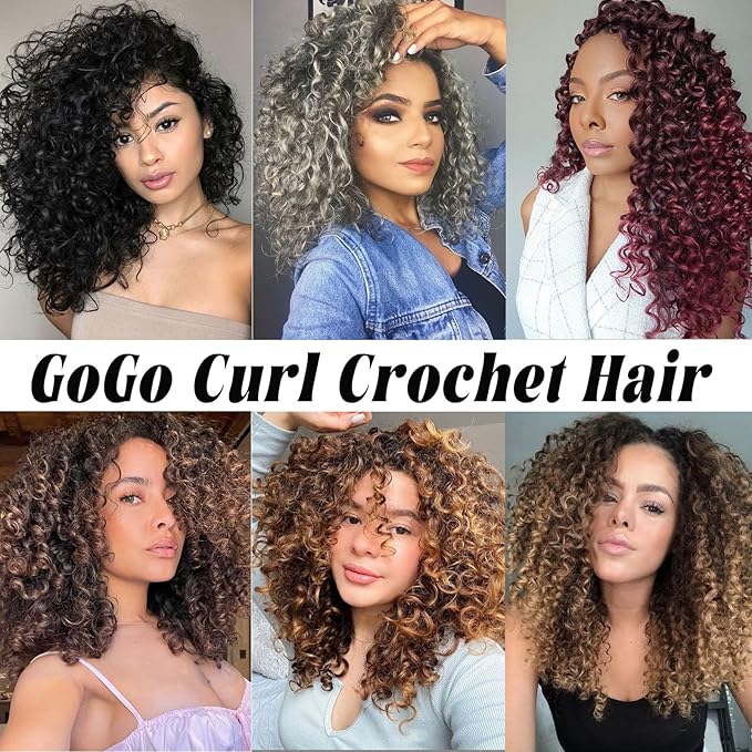 Vomella 8 Packs 14 Inch Curly Crochet Hair for Black Women Short Water Wave GoGo Curl Crochet Hair Beach Curl Synthetic Deep Twist Crochet Hair Extensions(T27#)