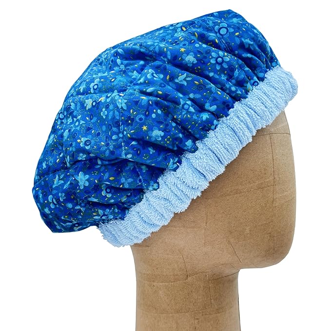 AKISS Flaxseed Deep Conditioning Heat Cap Portable Microwave Hot Bonnet Therapy Hair care Cap For Women (Skyblue/Scenery, Large)