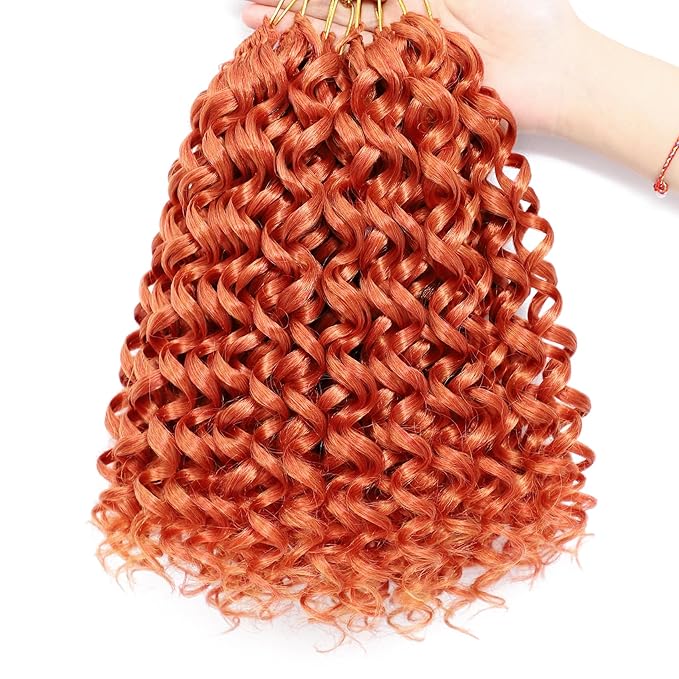 7 Packs GoGo Curl Crochet Hair 10 Inch Short ginger Curly Crochet Hair for Women Deep Wave Beach Curl Crochet Braids Synthetic Braiding Hair Extensions (10 Inch, ginger)