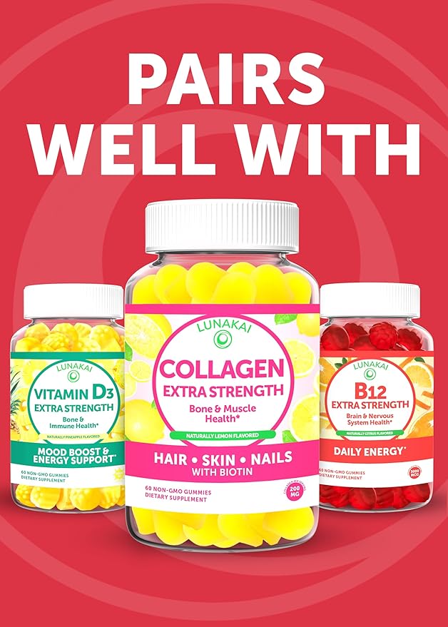 Lunakai USA Made Biotin Gummies 5000mcg with Vitamin C & E - Delicious Hair Skin Nails Vitamins for Women, Non-GMO, Hair Growth Supplement - 3 Pack