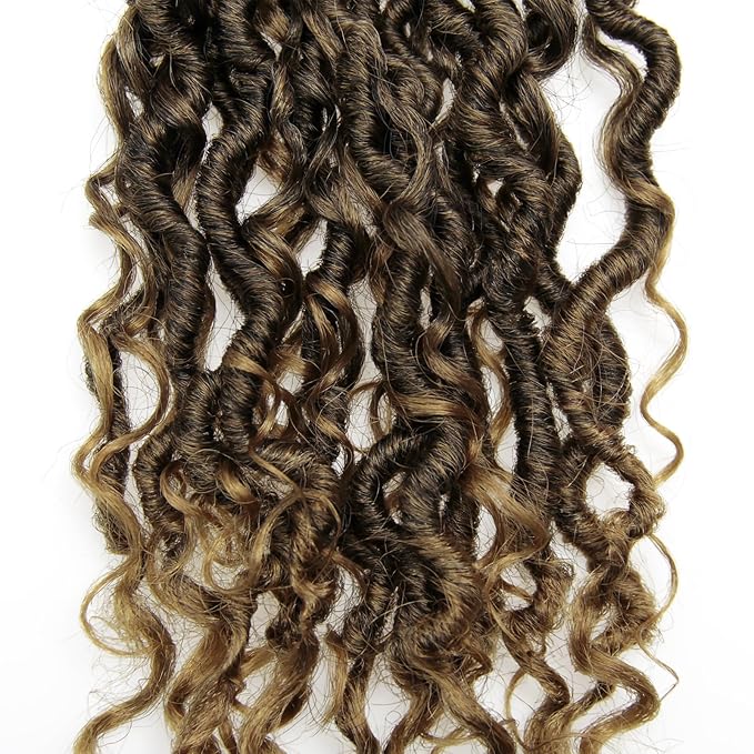 Goddess Locs Crochet Hair Short Curly Faux Locs 10Inch 8Packs Pre-looped River Locs Hippie Locs Bohemian Crochet Braids for Black Women (1B/27, 10inch(Pack of 8))