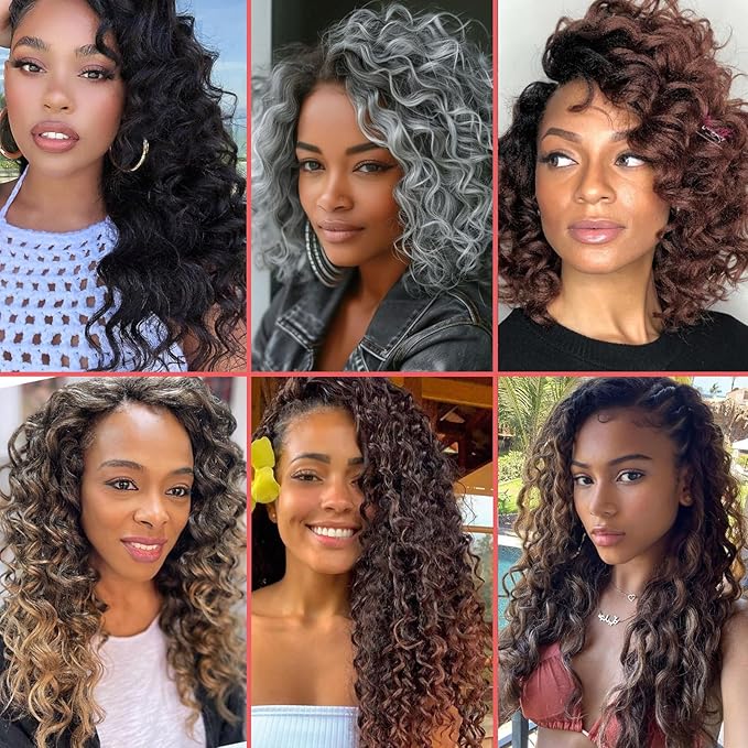 Leeven 10 Inch 8 Packs Ocean Wave Crochet Hair Pre Looped Ombre Blonde Boho Curly Crochet Hair Short Ocean Braids Pre Twisted Synthetic Deep Wavy Crochet Hair for Women #T27/613