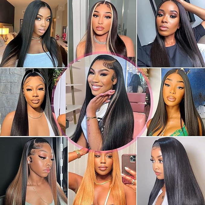12A Straight Bundles Human Hair with 5x5 Closure 10 12 14+10 Inch Brazilian Human Hair Weave Bundles with 5x5 HD Lace Closure 100% Unprocessed Virgin Hair Extensions