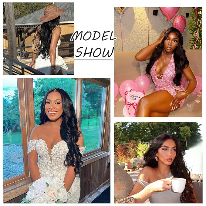 Brazilian Human Hair Bundles Body Wave 16 Inch 1 Bundle Human Hair Weave 12A 100% Unprocessed Virgin Hair Extensions Single Bundle Natural Black Color (Body Wave 1 Bundle, 16)