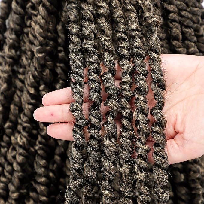 Passion Twist Crochet Hair 10 Inch Pre-twisted Passion Twist Crochet Braids for Women Girls Pre-looped Short Curly Crochet Hair Bohemian Synthetic Hair Extensions 8 packs 1B/27