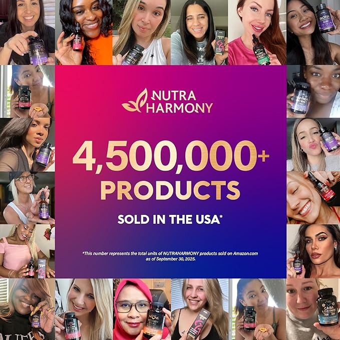 Biotin | Collagen | Hyaluronic Acid | Keratin - Clinically Tested Supplement** - Hair Growth Support, Skin & Nails - 25000mcg Vitamins B1, B2, B3, B6 & B7 - for Women & Men - Made in USA | 60 Capsules