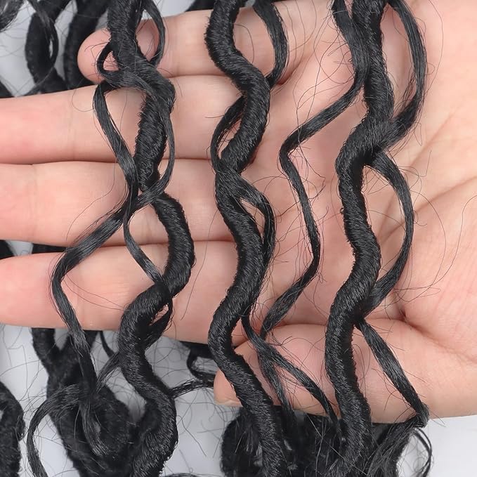 Goddess Locs Crochet Hair 24 Inch 9 Packs Synthetic Faux Locs Crochet Hair for Black Women, River Locs Hair Extensions Style Pre looped Crochet Locs with Curly Ends