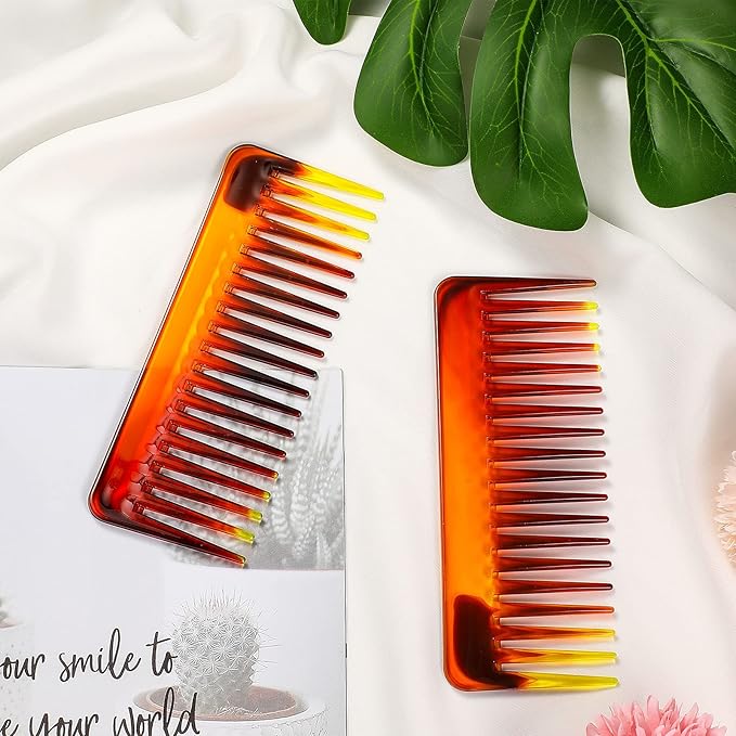 Patelai Wide Tooth Comb Large Hair Detangling Comb for Curly, Wet Dry Hair, No Handle Detangler Accessories(Dark Brown)