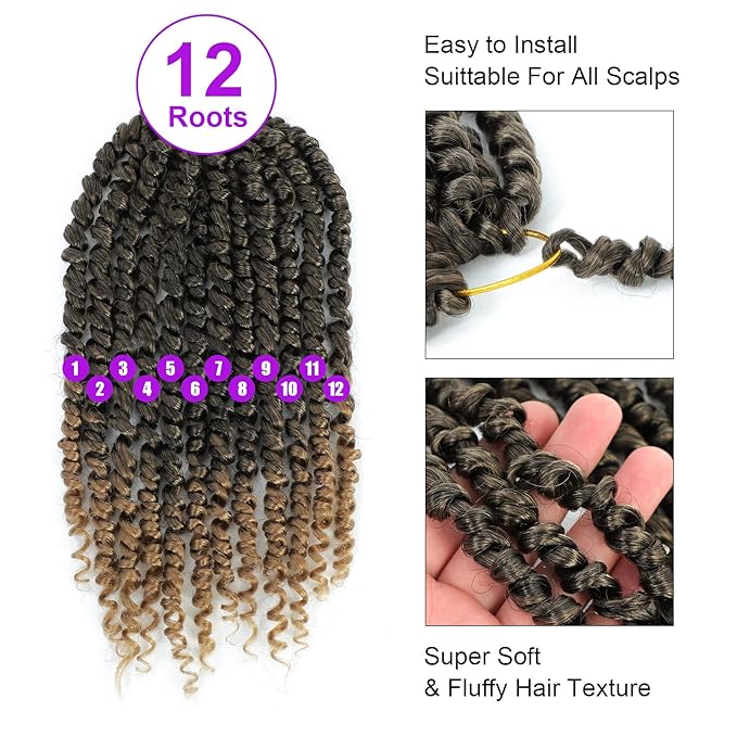 Passion Twist Crochet Hair 10Inch Passion Twist Hair 8 Packs Pre-Twisted Short Passion Twist Crochet Hair for Black Women Soft Passion Twist Curly Crochet Hairโฆ