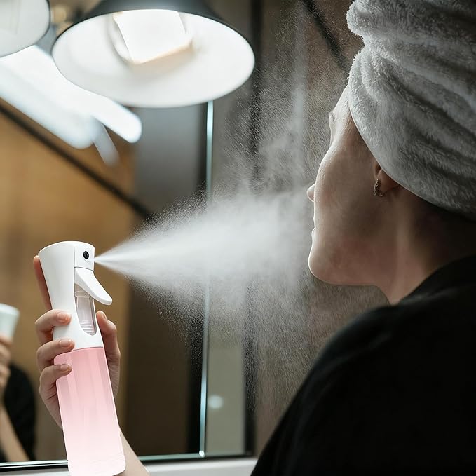 Spray Bottle for Hair (10.15OZ /300ML) Continuous Ultra Fine Mist Sprayer for Hair, Salons, Barber, Plants, Skin Care, Gradient Pink