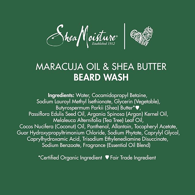 SheaMoisture Beard Wash for a Full Beard Maracuja Oil & Shea Butter to Deep Clean and Refresh Beards 6 oz (Pack of 24)
