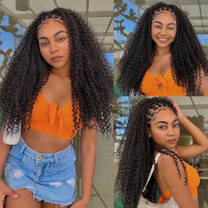 Lady Miranda Passion Twist Hair 18 Inch Jerry Curl Crochet Hair 3X Braid Hair Passion Twist Crochet Hair for Black Women Afro kinky Curly Braiding Hair Extensions (1B#)