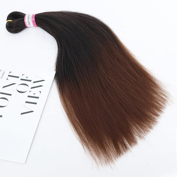 Pre-Stretched Braiding Hair Extensions-16 Inch 8 Packs Synthetic Braiding Hair Crochet Braids, Natural Easy Braid Crochet Hair, Hot Water Setting Professional Soft Yaki Straight Texture (#1B/30)