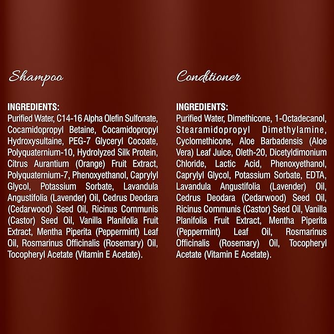 Castor Oil Shampoo and Conditioner - Sulfate Free with Peppermint Oil, Lavender and Rosemary - Castor Oil Shampoo for Hair Growth - Hydrating and Nourishing - 16 oz each