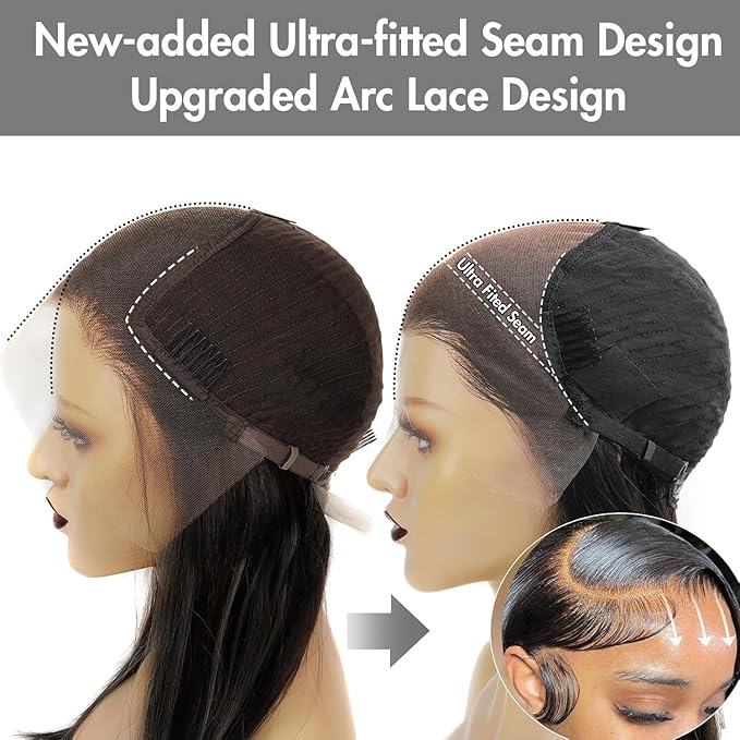 UMEGOOD 13x6 Full Frontal SKINLIKE Real HD Lace Wig Pre-Plucked, 0.10mm Ultra-thin HD Lace Vivid Clean Hairline Bleached Small Knots 250% Density Body Wave Full Cuticle Aligned Virgin Hair 28 Inch