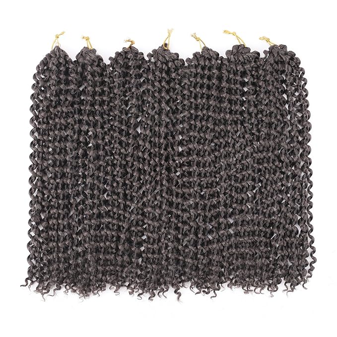 Passion Twist Hair 14 Inch 7 Packs Water Wave Crochet Hair Chocolate Brown Color Wrap Braiding Hair For Passion Twist Crochet Hair/Butterfly Locs/Spring Twist Crochet Braids Boho Hair (14 Inch,4#)
