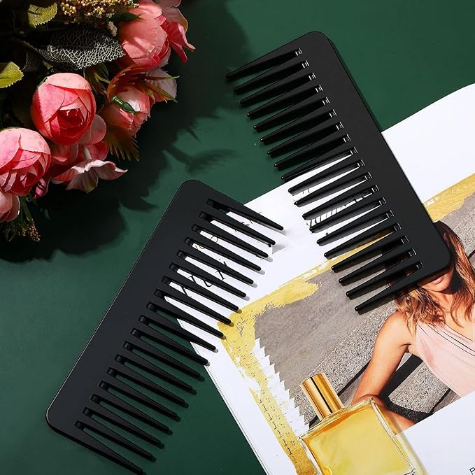 Patelai Wide Tooth Comb Large Hair Detangling Comb for Curly, Wet Dry Hair, No Handle Detangler Accessories(Black)