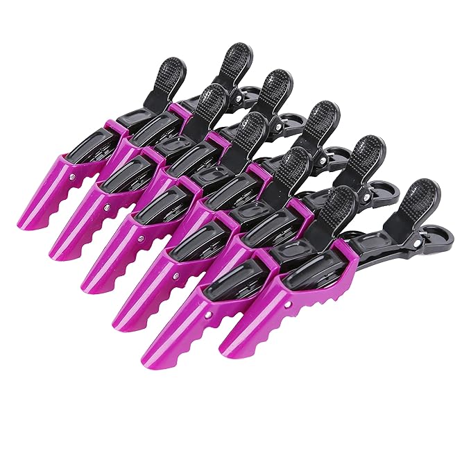 HH&LL Hair Clips for Women – Wide Teeth & Double-Hinged Design – Alligator Styling Sectioning Clips of Professional Hair Salon Quality - 10Pack (Purple)
