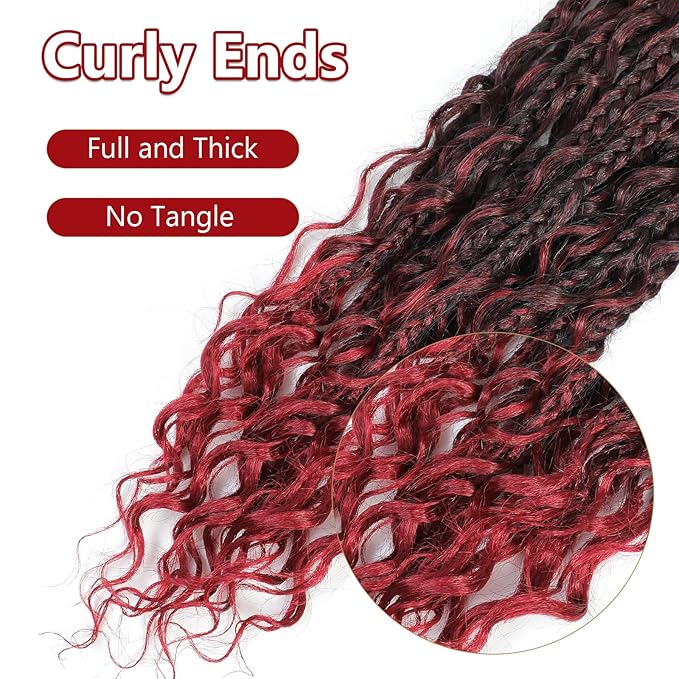 FIRSTCYH HAIR 8 Packs 18 Inch Boho Box Braids Crochet Braids Hair Synthetic Braiding Hair Goddess Box Braids Crochet Hair for Black Women (18(8Packs), 1B/Bug)