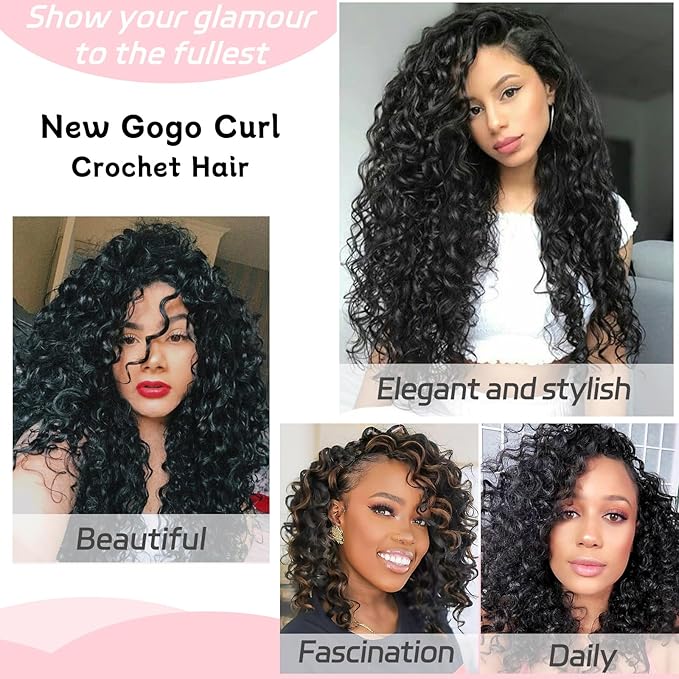 14 Inch 8 Packs Gogo Curl Crochet Hair Pre-looped Deep Wave Crochet Hair Water Wave Curly Beach Curl Crochet Hair Box Braids Braiding Hair Extensions for Women (16Strands/pack TBUG#)