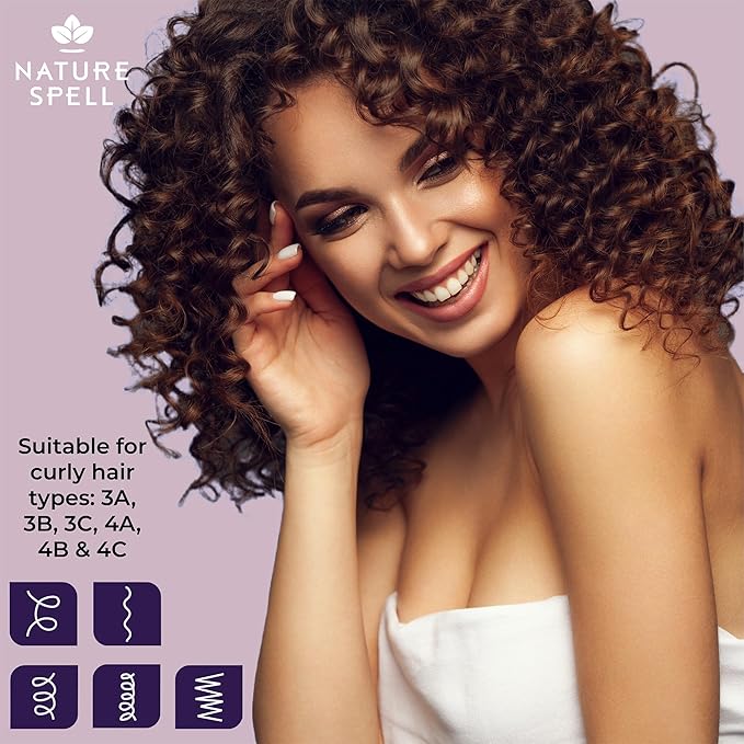 Nature Spell Curl Enhancing Hair Mask, Sulfate & Paraben Free, Deeply Moisturizes & Hydrates Kinks, Coils & Curls, with Coconut Oil & Aloe Vera, Color Safe, For All Curl Types, Vegan, 13.52 fl oz