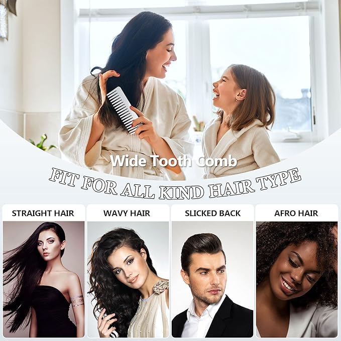 Patelai Wide Tooth Comb Large Hair Detangling Comb for Curly, Wet Dry Hair, No Handle Detangler Accessories(Transparent White)