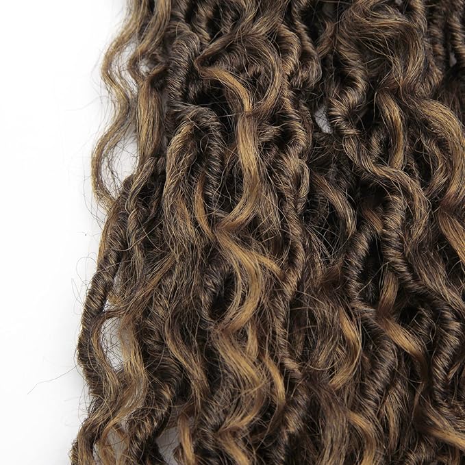 8Packs Goddess Locs Crochet Hair 18Inch Crochet Locs,Boho Faux Locs With Curly Ends River Hippie Locs Bohemian Locs Crochet Braids for Black Women(1B/27, 18inch(Pack of 8))