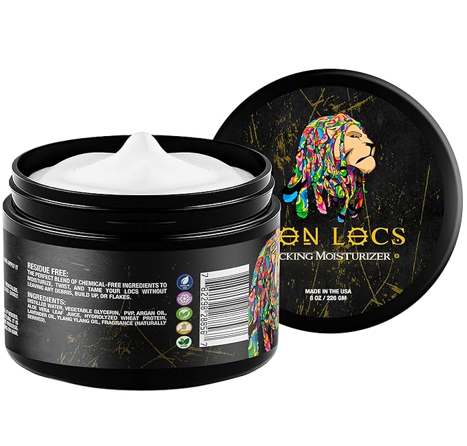 Beard Gains Lion Locs Hair Locking Dreads Moisturizer for Dreadlocks, Microlocs, Braids, Fauxlocs, Twistlocks, or Sisterlocks | - Large Container Residue and Build-Up Free (8oz)
