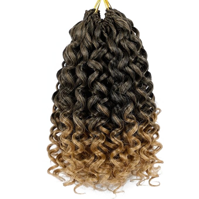 7 Packs GoGo Curl Crochet Hair 10 Inch Short Curly Crochet Hair for Women Beach Curl Water Wave Deep Twist Crochet Braids Synthetic Braiding Hair Extensions (10 Inch, T1B/27)