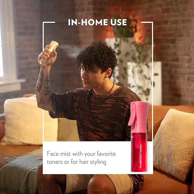 FLAIROSOL MyStyle, Spray Bottle for Hair - Small Travel Spray Bottle, Ultra Fine Continuous Water Mist for Face, Hairstyling, Salon, Cleaning, Beauty, Toners, Hydration & Makeup, 3.04oz / 90ml, Pink