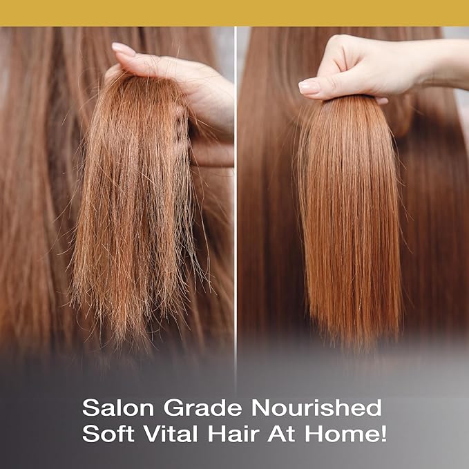 Vitamins Keratin Hair Treatment Kit - Repair Mask and Serum for Dry, Damaged, Curly, Wavy or Coarse Hair, with Heat Protectant, Anti-Frizz Gloss Boost - Pro Salon Care