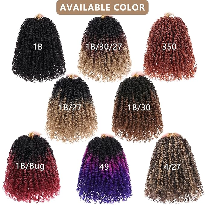 COOKOO 12 Inch 8 PCS Pre-curled Yanky Twist Synthetic Crochet Braids Hair Pre Looped Ginger Spring Twists Hair Short Passion Twists Crochet Hair Small Curly Twist Crochet Hair with Curls