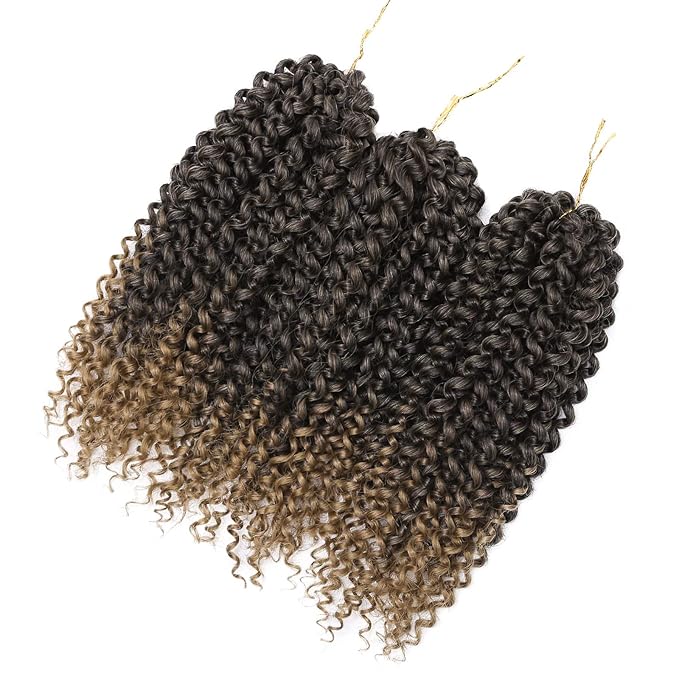 LADY MIRANDA Ombre Blonde Afro kinky Curly Braiding Hair Extensions Jerry Curl Crochet Hair 3X Braid Hair 11" Short Synthetic Hair Styles (1B/27)