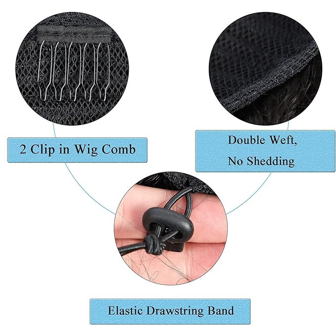 Afro Puff Drawstring Ponytail Bun For Black Women 150% Density 10A Brazilian Virgin Human Hair 4C Afro Kinky Curly Clip In Ponytail Extension Human Hair Pieces 120g Natural Color 10 Inch