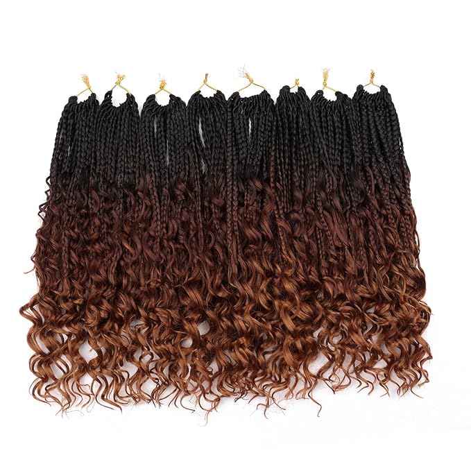 14 Inch Goddess Box Braids Crochet Hair for Black Women 8 Packs Crochet Box Braids Pre-looped Boho Box Braids Crochet Braids Synthetic Braiding Hair Extension 1b/33/30