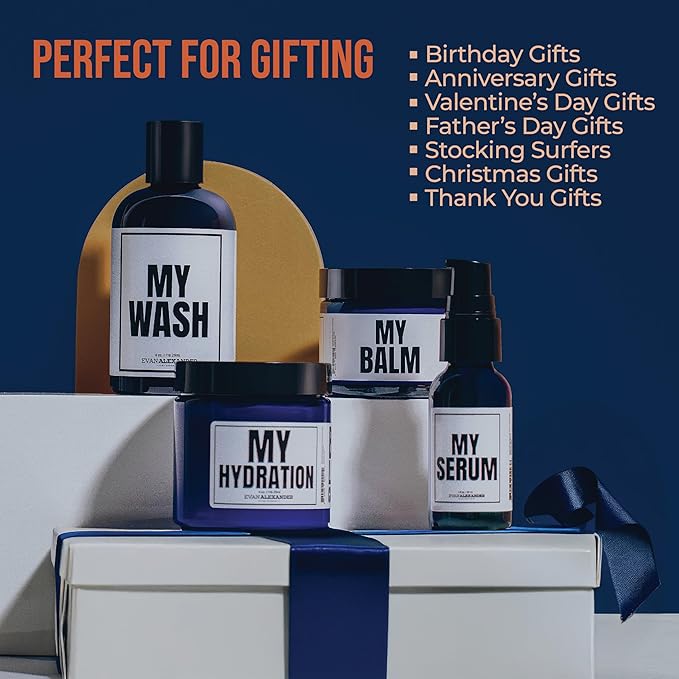 Evan Alexander Morning and Night Beard Care Kit - Includes Wash, Oil, Conditioner & Balm - Encourages Growth, Repairs Damage & Boosts Beard Health - For All Beard Types