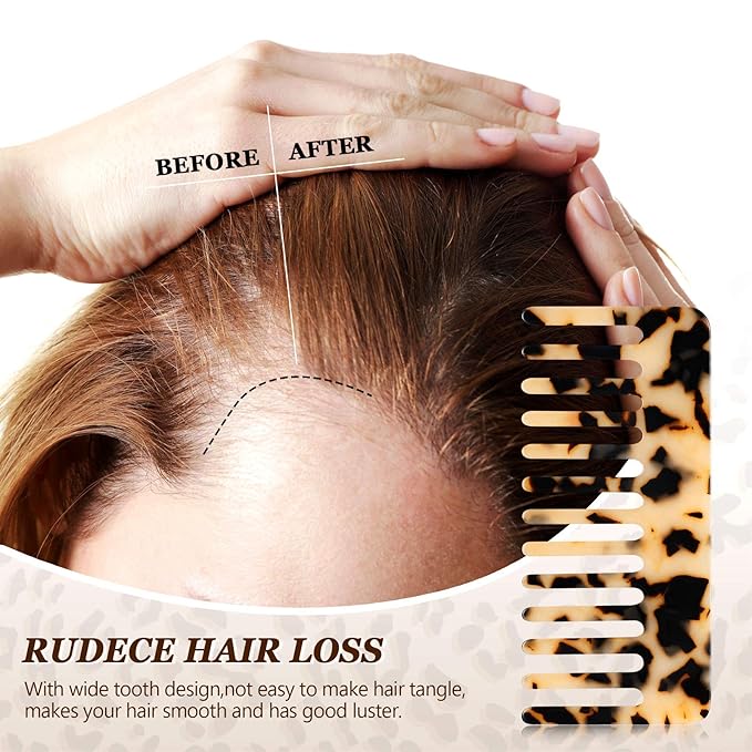 Patelai Wide Tooth Comb Large Hair Detangling Comb for Curly, Wet Dry Hair, No Handle Detangler Accessories(Tortoiseshell, Light Tortoiseshell)