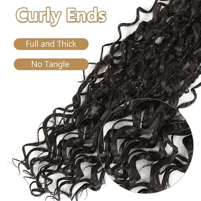 8 Packs Boho Braids Crochet Hair-8 Inch Crochet Box Braids- Bohomian Box Braid Crochet Hair Synthetic Braiding Hair Goddess Box Braids Crochet Hair for Black Women(1B)