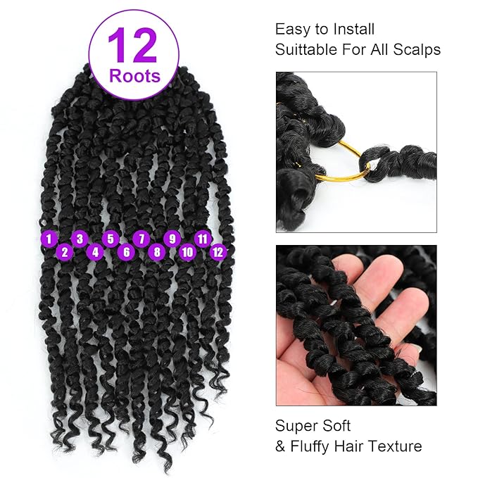 Passion Twist Crochet Hair 10 inch 8 Packs,Passion Twist Hair, Pre-Twisted Passion Twist Crochet Hair for Black Women Passion Twist Curly Crochet Hair…